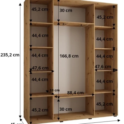 ASIRI 7 gardróbszekrény - 190/45 cm, artisan tölgy / ezüst