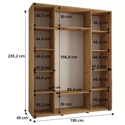 ASIRI 7 gardróbszekrény - 190/45 cm, artisan tölgy / fekete