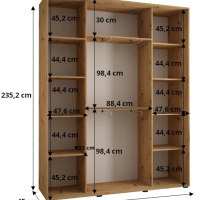 ASIRI 7 gardróbszekrény - 190/45 cm, artisan tölgy / fekete