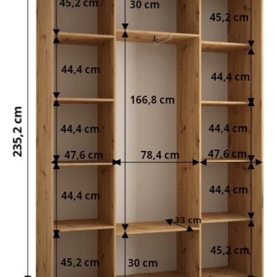 ASIRI 7 gardróbszekrény - 180/45 cm, artisan tölgy / ezüst