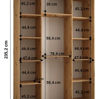 ASIRI 7 gardróbszekrény - 180/45 cm, artisan tölgy / ezüst