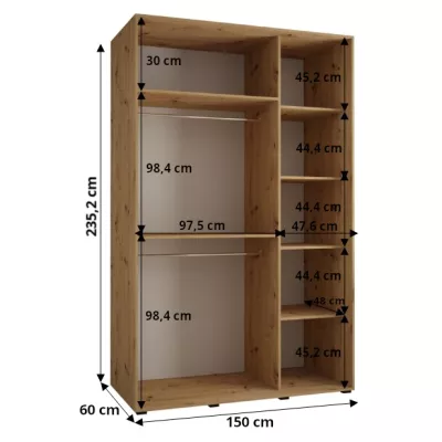 ASIRI 13 gardróbszekrény - 150/60 cm, artisan tölgy / ezüst