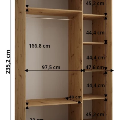 ASIRI 13 gardróbszekrény - 150/60 cm, artisan tölgy / fekete / fekete