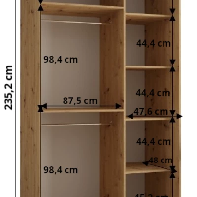 ASIRI 13 gardróbszekrény - 140/60 cm, artisan tölgy / fekete