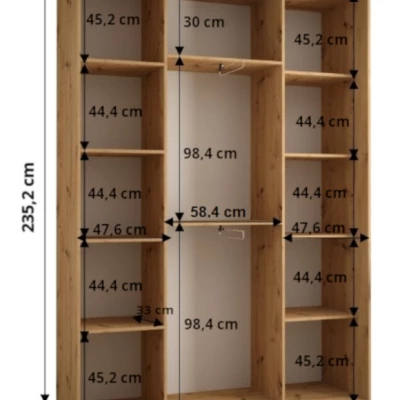 ASIRI 7 gardróbszekrény - 160/45 cm, artisan tölgy / fehér / fekete