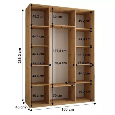 ASIRI 7 gardróbszekrény - 160/45 cm, fekete / arany