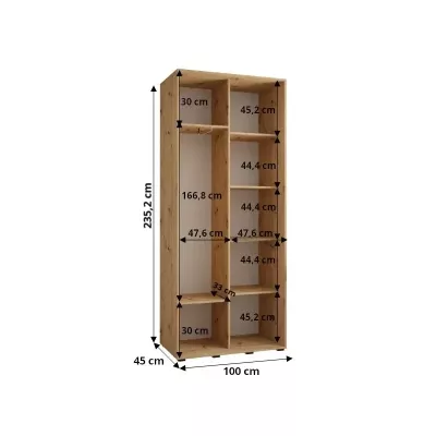 ASIRI 11 gardróbszekrény - 100/45 cm, fekete / fehér / ezüst