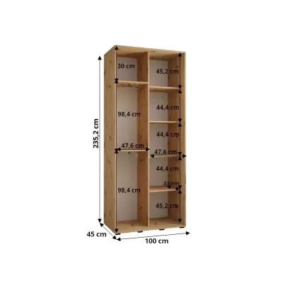 ASIRI 11 gardróbszekrény - 100/45 cm, fekete / fehér / ezüst