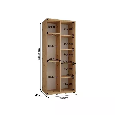 ASIRI 11 gardróbszekrény - 100/45 cm, fekete / fehér / ezüst