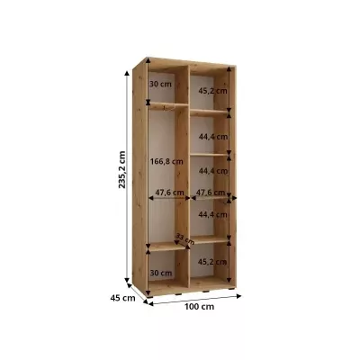 ASIRI 12 gardróbszekrény - 100/45 cm, fekete / fehér / arany