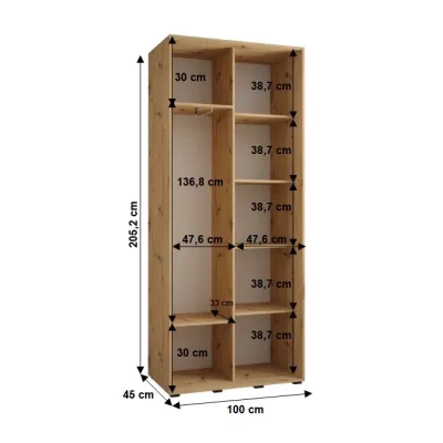 YVONA 1 gardróbszekrény - 100/45 cm, fekete / arany