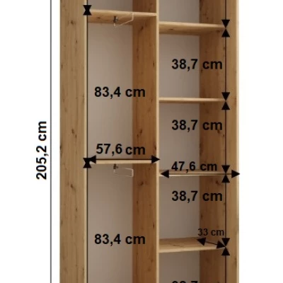 YVONA 1 gardróbszekrény - 110/45 cm, artisan tölgy / ezüst