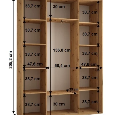 YVONA 1 gardróbszekrény - 170/45 cm, artisan tölgy / ezüst