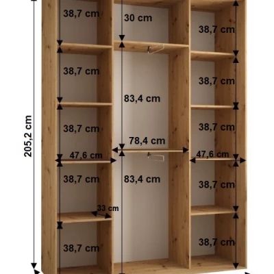 YVONA 1 gardróbszekrény - 180/45 cm, artisan tölgy / fekete