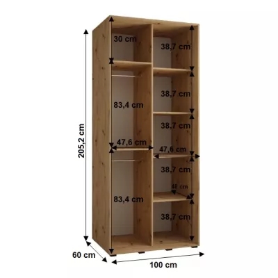 YVONA 1 gardróbszekrény - 100/60 cm, fekete / arany