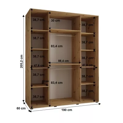 YVONA 1 gardróbszekrény - 190/60 cm, fekete / arany