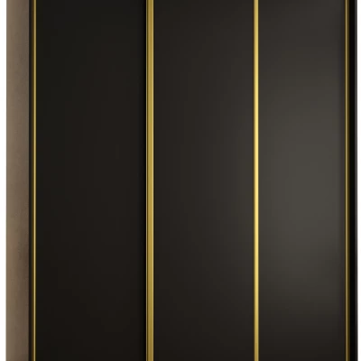 YVONA 1 gardróbszekrény - 200/60 cm, fekete / arany