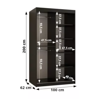 SHERYL 2 gardróbszekrény - 100 cm, fehér / ezüst