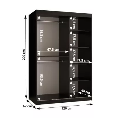 SHERYL 3 gardróbszekrény - 120 cm, fehér / ezüst