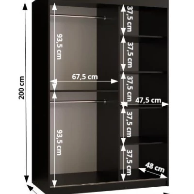 MATILDA 1 gardróbszekrény - 120 cm, fekete / fekete