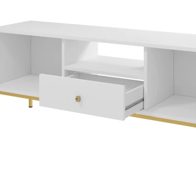 PANRUP modern TV-asztal - fehér / arany
