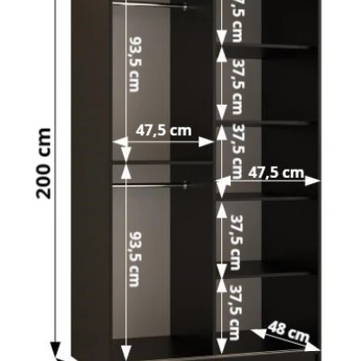 TAMARA PREMIUM gardróbszekrény - 100 cm, fekete / arany