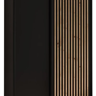 FIDELIA 1 gardróbszekrény - 130/60 cm, fekete / fekete / artisan tölgy