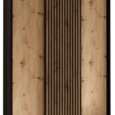 FIDELIA 1 gardróbszekrény - 180/60 cm, fekete / artisan tölgy / fekete