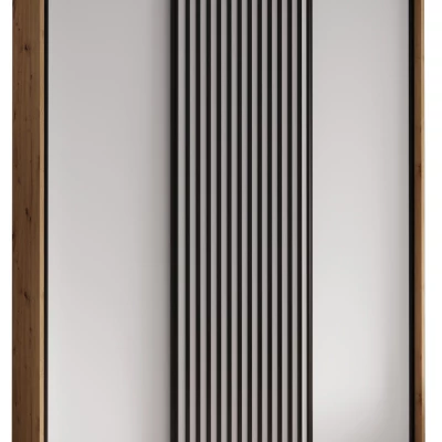 FIDELIA 1 gardróbszekrény - 180/60 cm, artisan tölgy / fehér / fekete