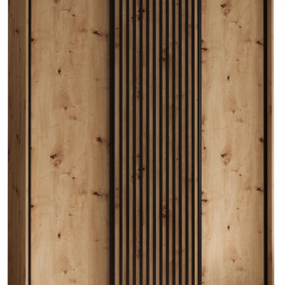 FIDELIA 1 gardróbszekrény - 180/60 cm, artisan tölgy / artisan tölgy / fekete