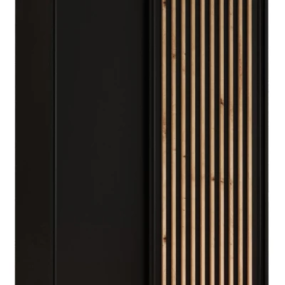 BAYLIN 1 gardróbszekrény - 110/60 cm, fekete / fekete / artisan tölgy 