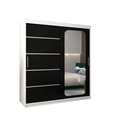 DONICELA 3 tükrös szekrény - 180 cm, fehér / fekete