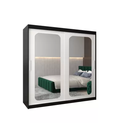 DONICELA 2 tükrös szekrény - 200 cm, fekete / fehér
