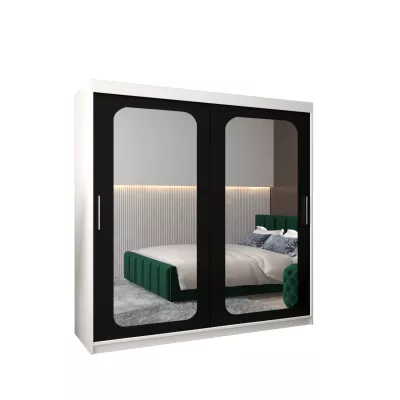 DONICELA 2 tükrös szekrény - 200 cm, fehér / fekete