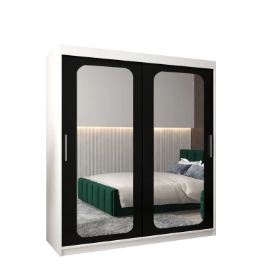 DONICELA 2 tükrös szekrény - 180 cm, fehér / fekete