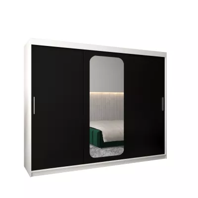 DONICELA 1 tükrös szekrény - 250 cm, fehér / fekete
