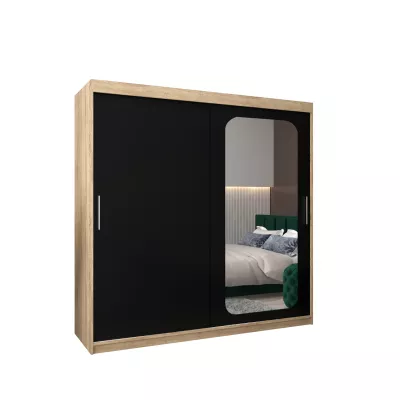 DONICELA 1 tükrös szekrény - 200 cm, sonoma / fekete 