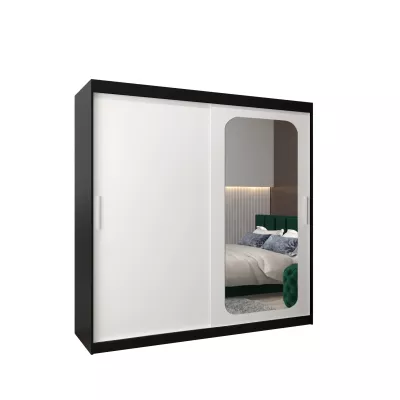 DONICELA 1 tükrös szekrény - 200 cm, fekete / fehér