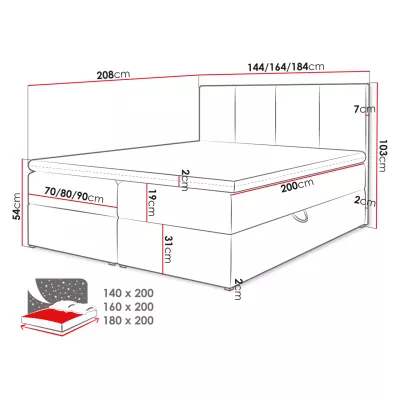 CARMELA boxspring ágy 160x200 - szürke + INGYENES topper