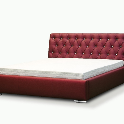 Adelaide divatos ágy magasított fejtámlával és tárolóval, bézs ökobőr, 180 x 200