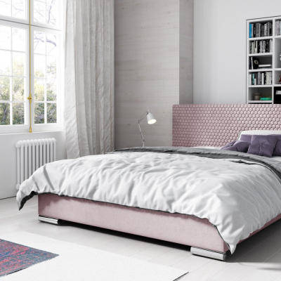 Champ elegáns kárpitozott ágy 140x200, rózsaszín