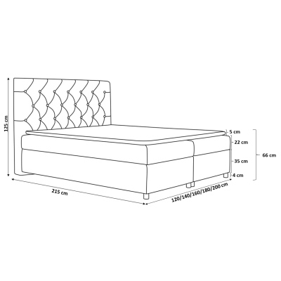 Maximo elegáns kárpitozott ágy 200x200, szürke + TOPPER