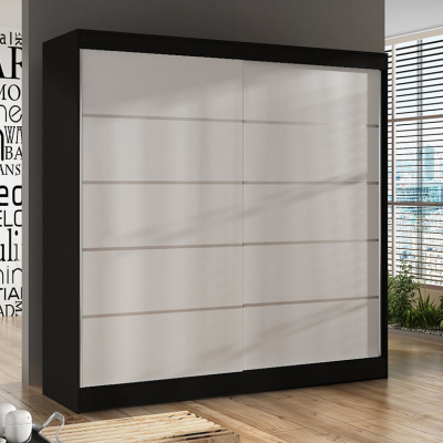 BULAN IV hálószoba szekrény, fekete, fehér ajtókkal