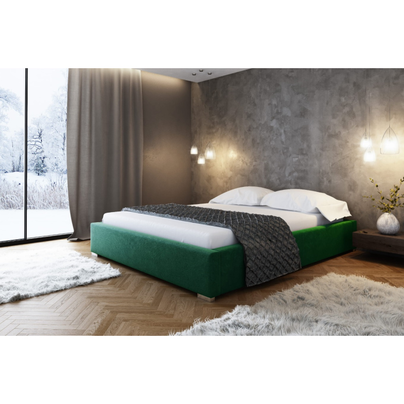 Paulo fejtámla nélküli kárpitozott ágy 180x200, zöld