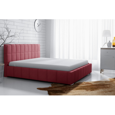Lee finom kárpitozású ágy - 180x200, piros