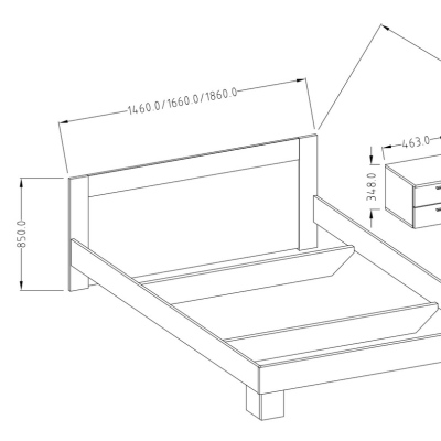 BEATA tágas ágy éjjeliszekrényekkel 180x200, északi fenyő