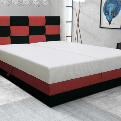 Dizájnos MARLEN ágy 140x200, piros + fekete