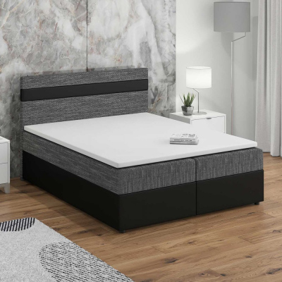 SISI boxspring ágy 180x200 SISI, szürke + fekete ökobőr